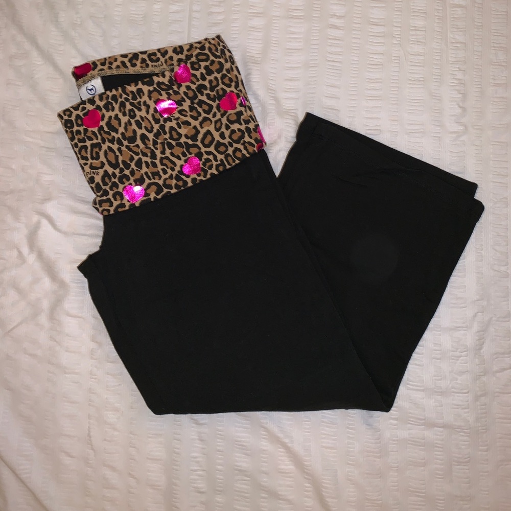 VS Pink NWT foldover crops - small - cheetah print